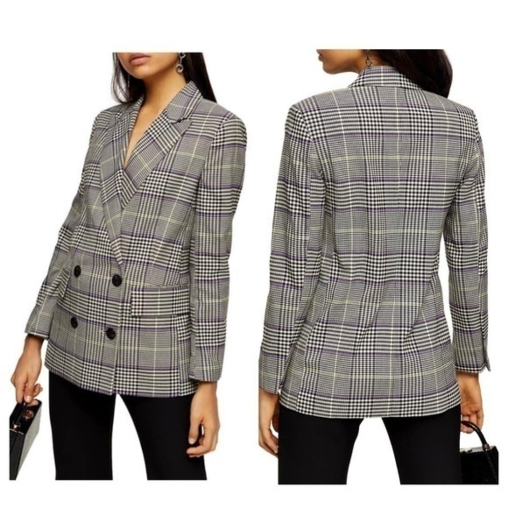 Topshop Black and White Plaid Blazer